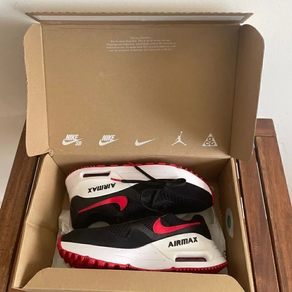 Nike Air Max System Black University Red Women Size 9 Men Size 7.5 (DM9537-005)